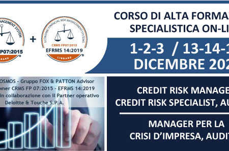 Novembre 2021, nuova edizione del Corso di Alta Formazione in Credit Risk Management e Crisi d’Impresa